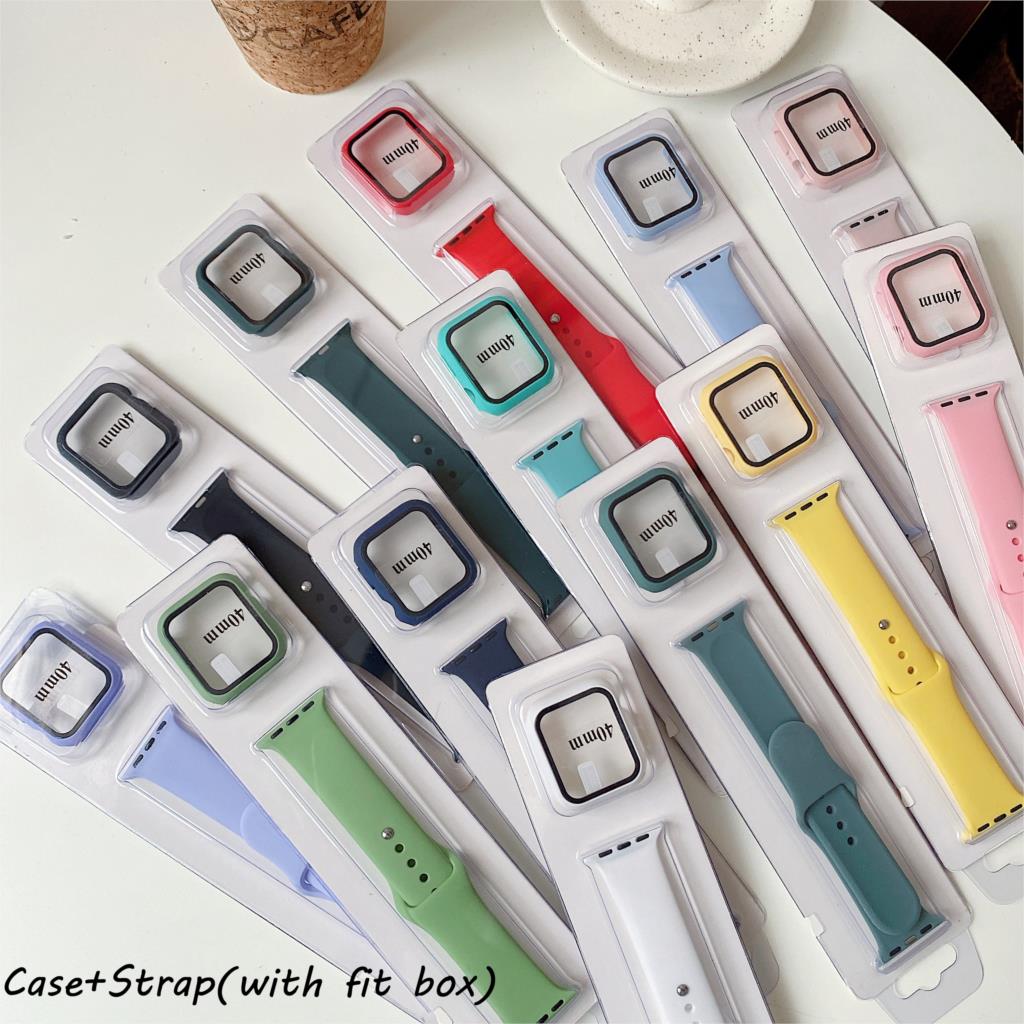 Strap&Glass Cover For Apple Watch Case 45mm 41mm 44mm 40mm 42mm 38mm iWatch Accessorie Screen Protector Apple Watch Serie 3 4 5 6 SE 7 Accessories
