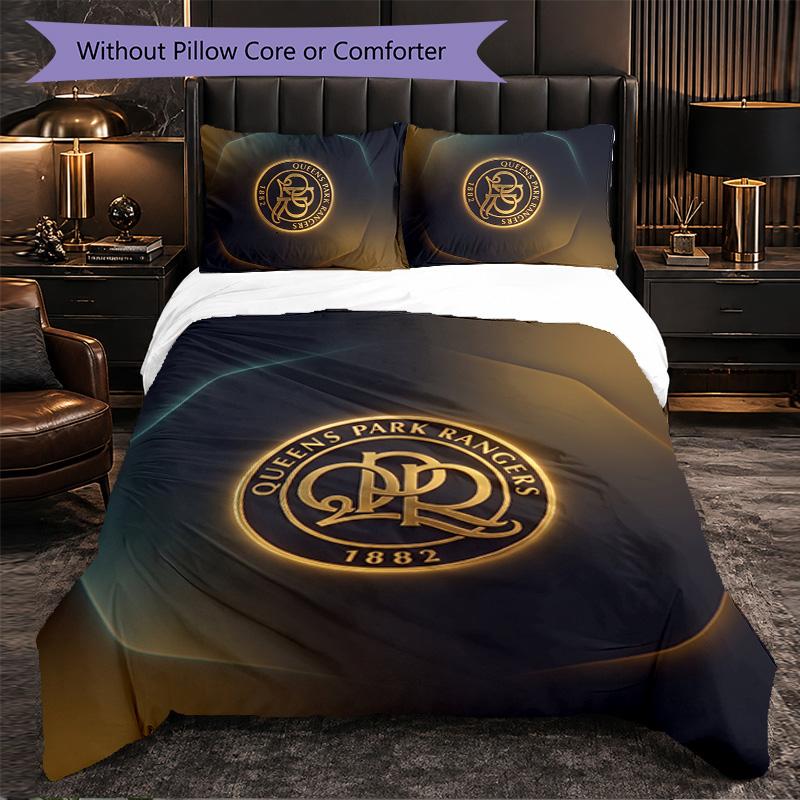 Queens Park Rangers Football 3 Piece Bedding Set Soft Duvet Cover Set with Pillowcases Printed Bedroom Decor Set for Home