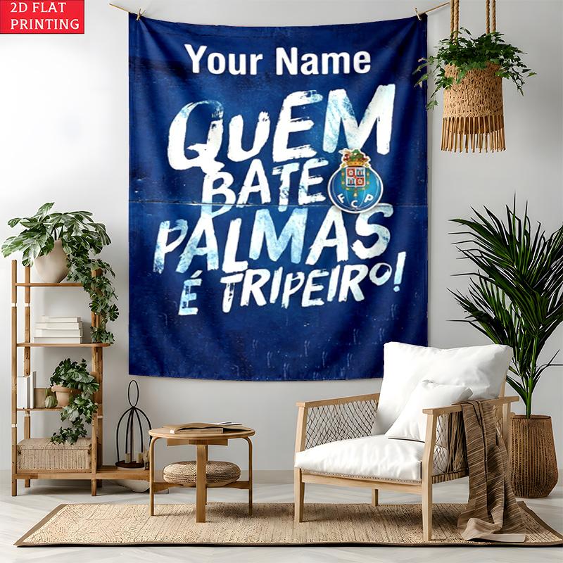 FC Porto Custom Name Tapestry Personalized Wall Art Hanging Bohemian Home Decor for Bedroom Dorm Living Room