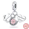 925 Sterling Silver Four Leaf Clover Style Green Clear Zircon Heart Lucky Beads Fit Original  Charms Bracelet DIY Jewelry