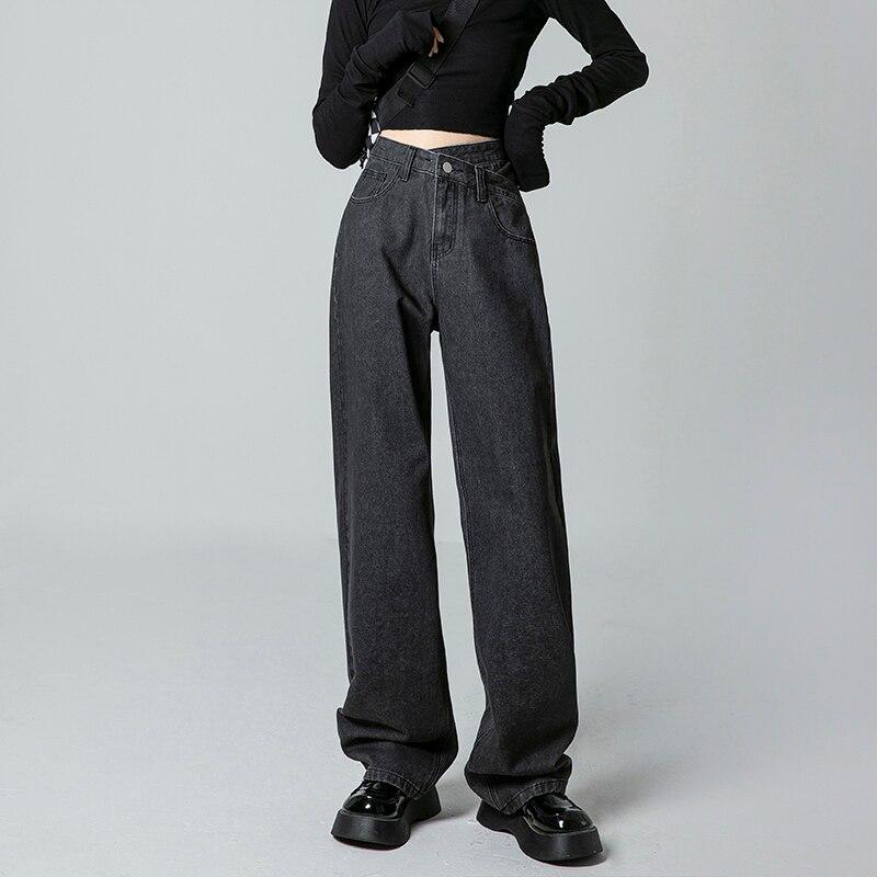 Винтажная весна 2022, женская мода с высокой талией, женские широкие джинсы, мешковатые женские джинсовые брюки-карго, джинсовые брюки для мамы