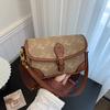High-end Fashion Small Square Bag Women's New Retro Printing Contrasting Color Saddle Bag Shoulder Bag Messenger Bag Women
