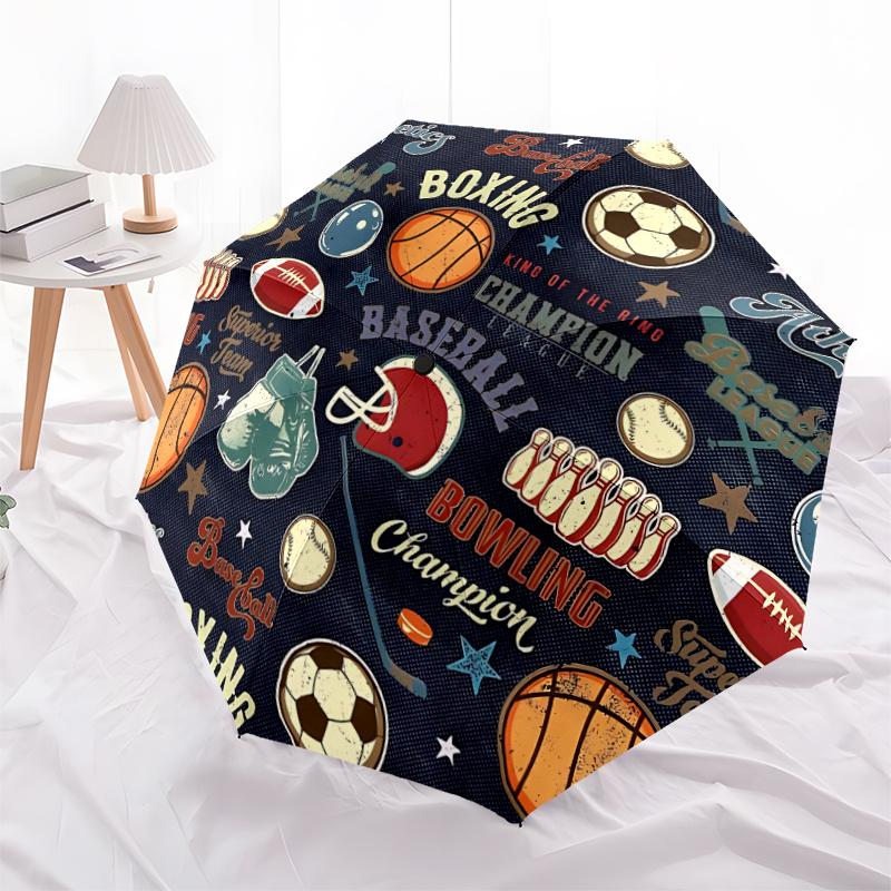 1pc Sports Roundel Automatic Open/close Umbrella, 8-Rib sturdy structure, Portable Travel Umbrella, Parties, Everyday Use, 18