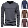 Men's Long-sleeved Solid Color T-shirt Casual Sports Round Neck Cotton Letters Printed Long-sleeved Bottoming Shirt Plus Size