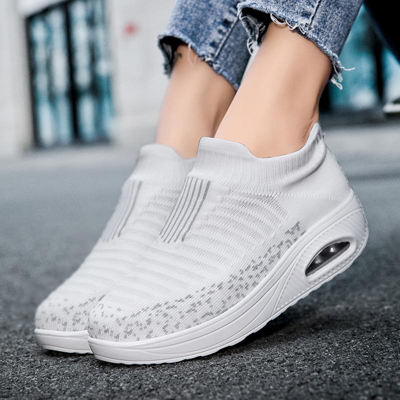New Fashion Women's Flying Woven Large Size Women's Shoes Outdoor Women's Casual Sports Shoes Socks Women's Shoes Size: 35-43