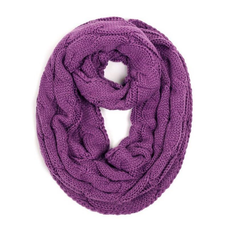 Новый женский однотонный шерстяной шарф-снуд с косами, зимний утеплитель для шеи, воротник-хомут, круглые шарфы