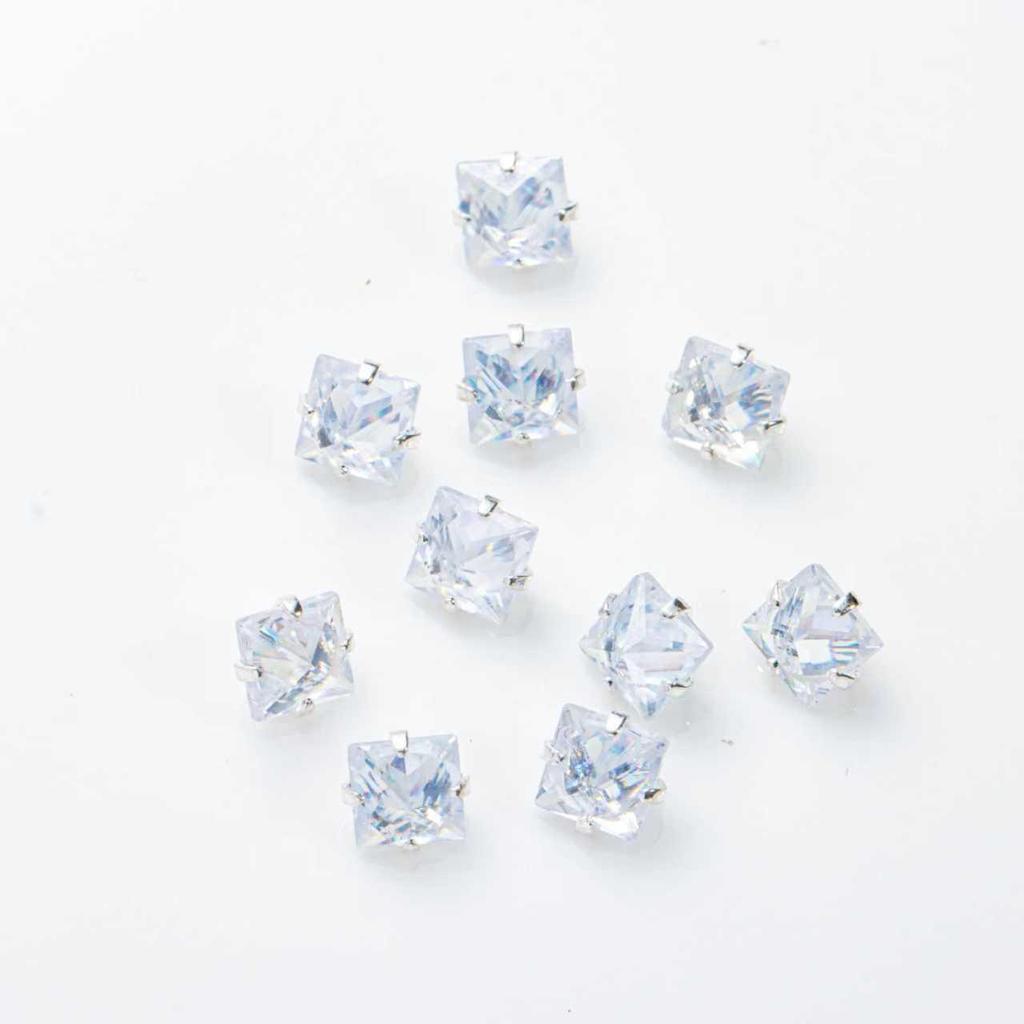 Разноцветные стразы с квадратным креплением: Прямоугольный серебристый циркон для изготовления цепочек для телефонов и бижутерии своими руками.