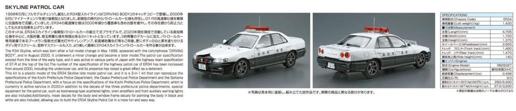 Aoshima Bunka Kyozaisha The Model Car Series SP Nissan ER34 Skyline Patrol Car 2001 Пластиковая модель 1/24