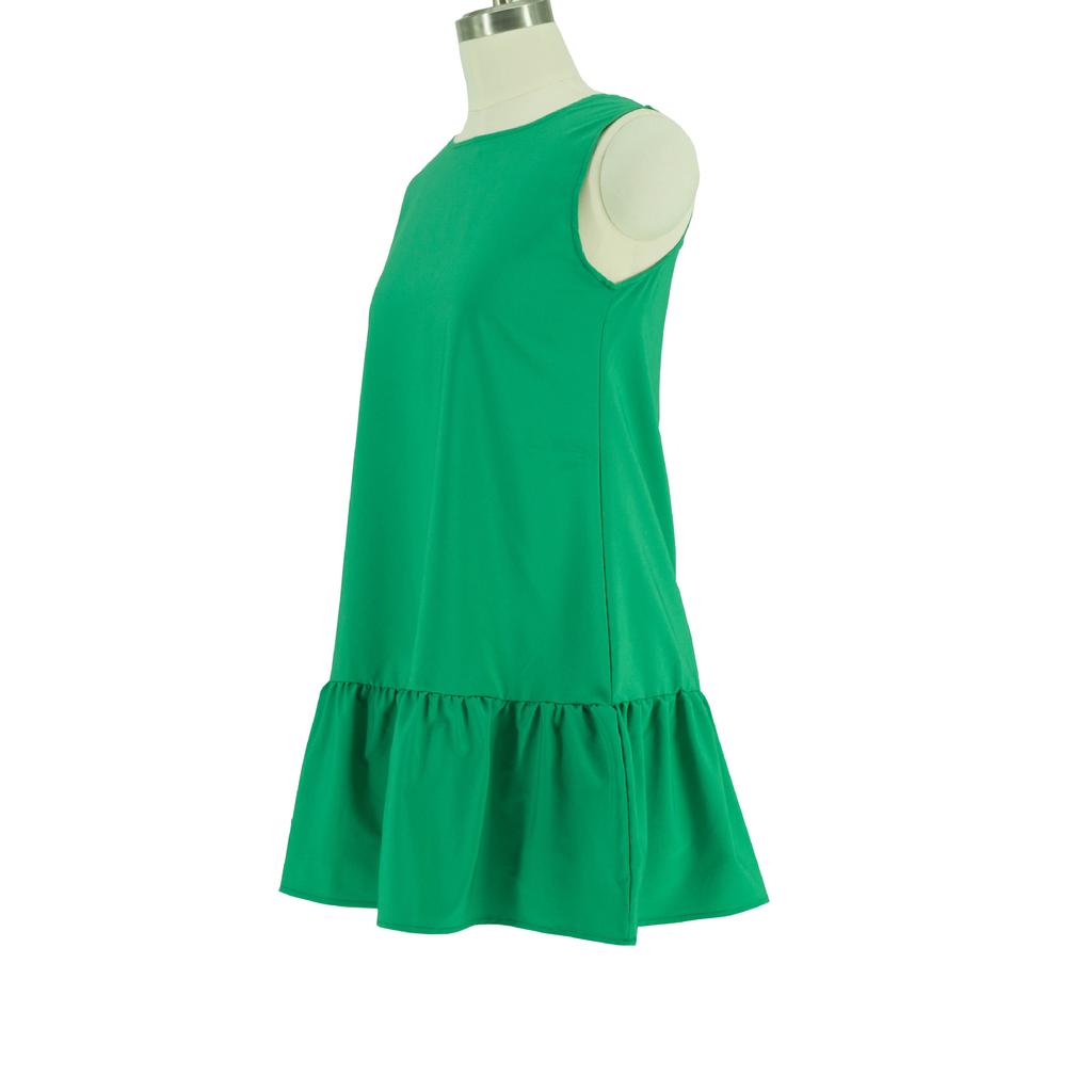 Женское летнее однотонное повседневное платье без рукавов с круглым вырезом, женское мини-платье для отдыха на открытом воздухе