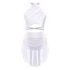 Kids Girls Lyrical Dance Performance Costume Figure Skating Ballet Gymnastics Leotard Dress Sleeveless Rhinestone Dancewear