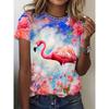 3D Printed Flamingo Women's T-shirts, Casual Short-sleeved Collar T-shirts, Harajuku T-shirts, Women's Clothing, New Fashion