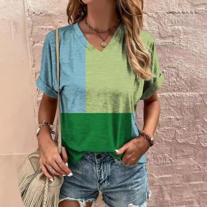 Women's T-Shirt Summer V-Neck T Shirt Women Daily Fashion Short Sleeve Casual T-Shirt 3d Print Female Clothes