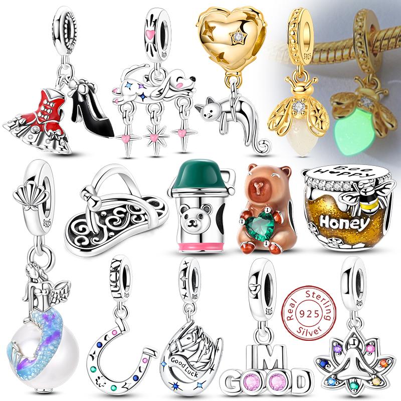 Brand New Copper Metal Charm Bead Components Bead Components Capybara Firefly Puppy Cat Horseshoe Charm Bead Component Compatible With Bracelet High