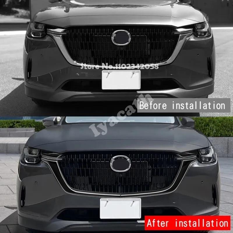 For mazda CX-60 CX60 CX-80 CX80 CX-90 CX90 2024 2025 ABS black Front Fog Lights Cover Head Headlights Lamp Stickers