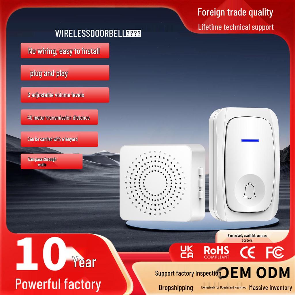 USB-Powered Smart Wireless Doorbell with 38 Adjustable Melodies and Remote Control