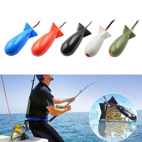 Ergonomic Rocket Shape 360 Degrees Rotating Bait Thrower Practical Large Capacity Lure Thrower Fishing Supplies