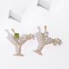 Fashion Wine Glass Brooch Crystal Diamond-Encrusted Alloy Pin Luxury Niche Corsage Clothing Accessories Gift