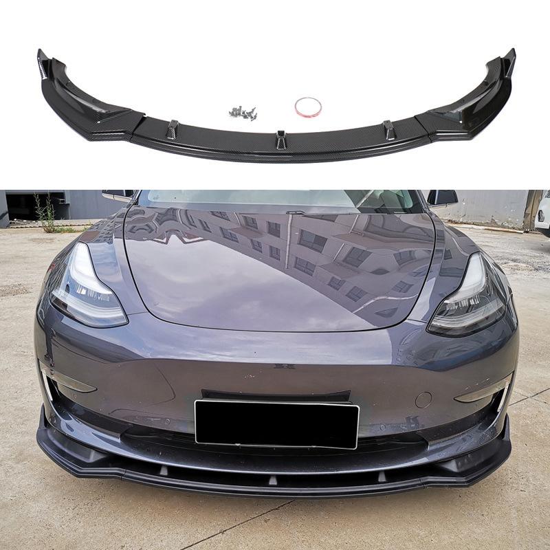 Трехсоставной литьевой передний бампер-губа для Tesla Model 3