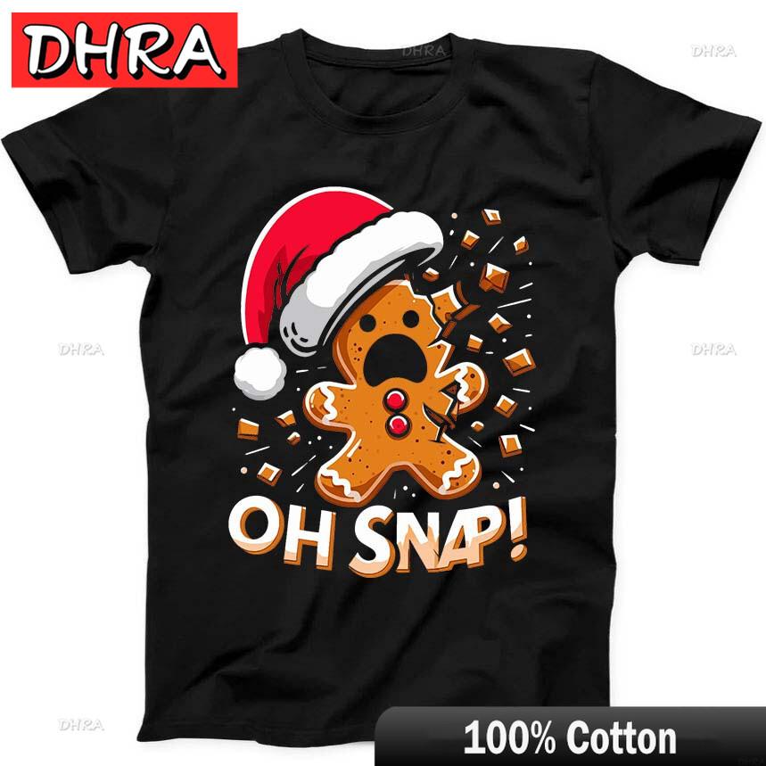 Gingerbread Oh Snap Christmas Funny Gift Tee Black T Shirt Creative TShirts Shirts for Vocation TShirt Female Girlfriend