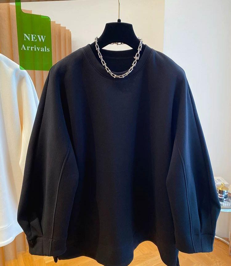 Женский свитшот большого размера с круглым вырезом и длинными рукавами, весенне-осенний, свободный, в стиле кэжуал, худи оверсайз, топ, черный, белый, пуловер