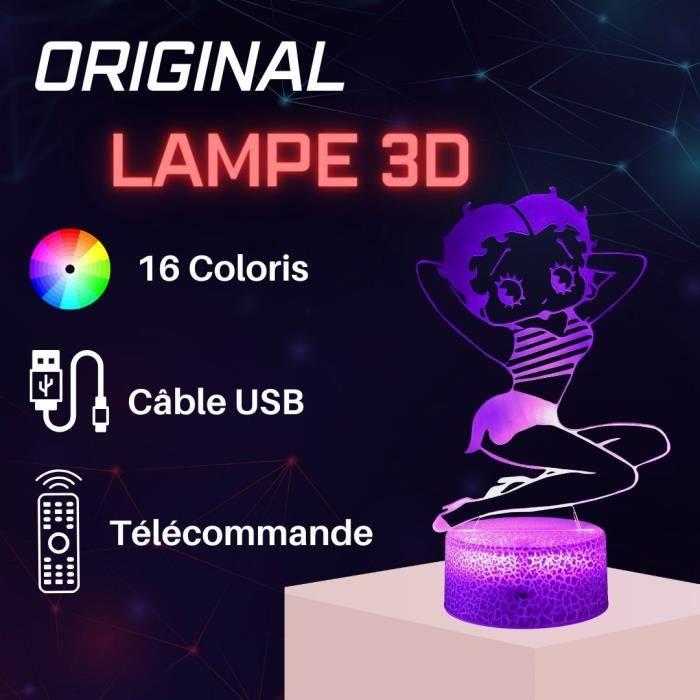Светодиодная 3D настольная лампа - Бетти Буп - Сенсорный ночник - 16 цветов - Пульт дистанционного управления - Современный дизайн