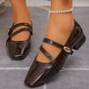 New Low-heeled, Shallow-toe Single Shoes with A Unique, Slender Strap and Elegant Square-toed Women's Shoes