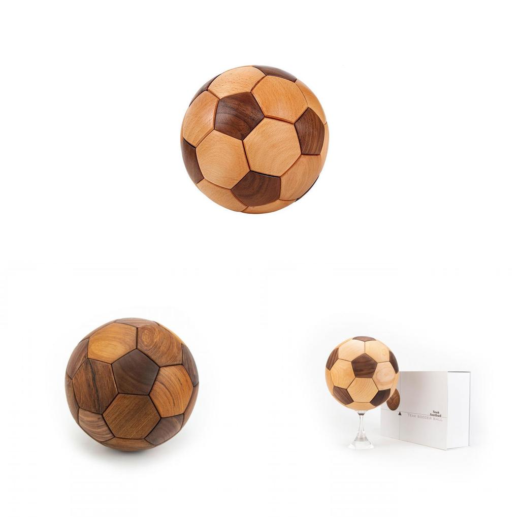 Teak Wood Soccer Decor With Traditional Joinery For Childrens Room And Gift