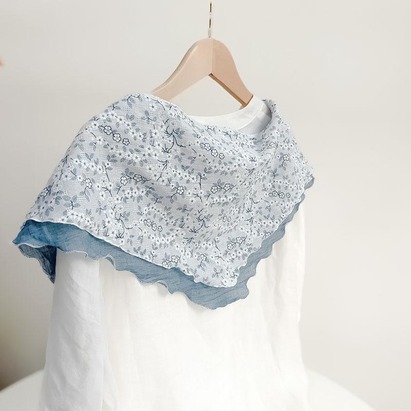 Double Layer Triangle Scarf Women Cotton Linen Scarves Solid Color Scarf Small Shawl Korean Version Shawl All-match Decorative