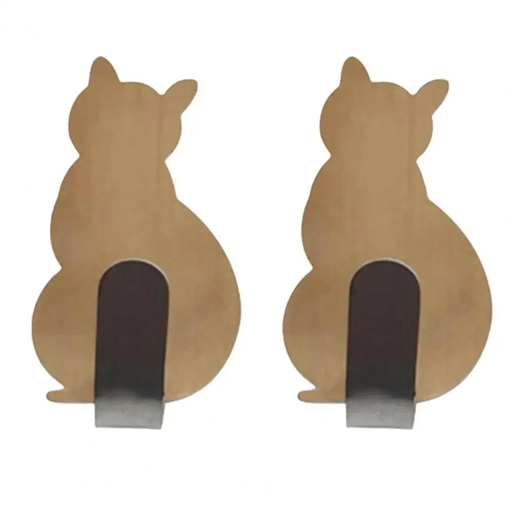 2шт креативные настенные вешалки для ключей в форме кошки крючки из нержавеющей стали без гвоздей самоклеящиеся настенные крючки для полотенец