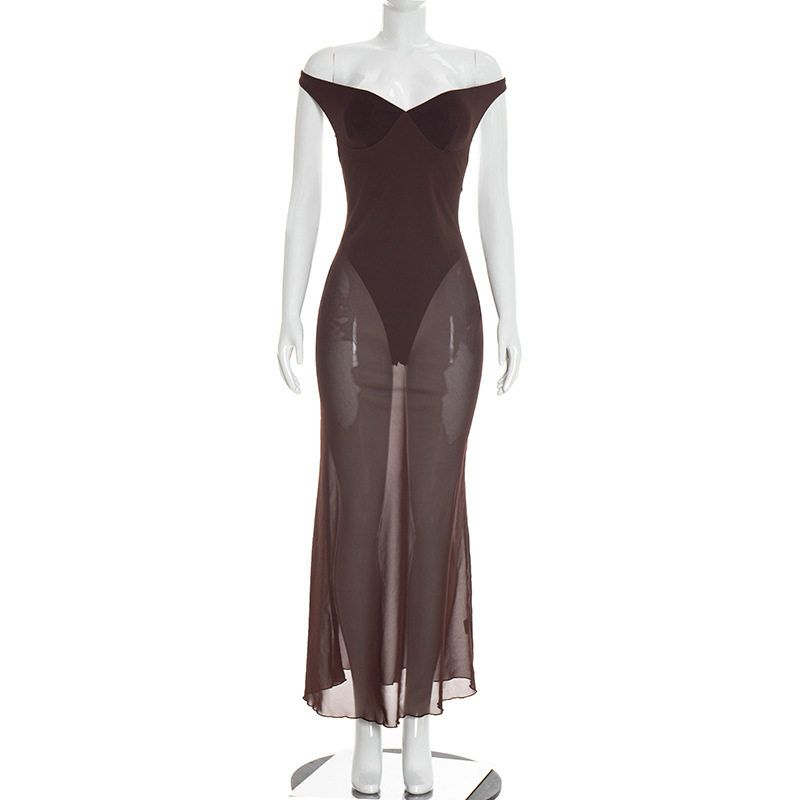 Y26Ds068 European and American Style Cross-Border Women's Spring and Summer Amazon New Sexy and Elegant One-Shoulder Backless Dress
