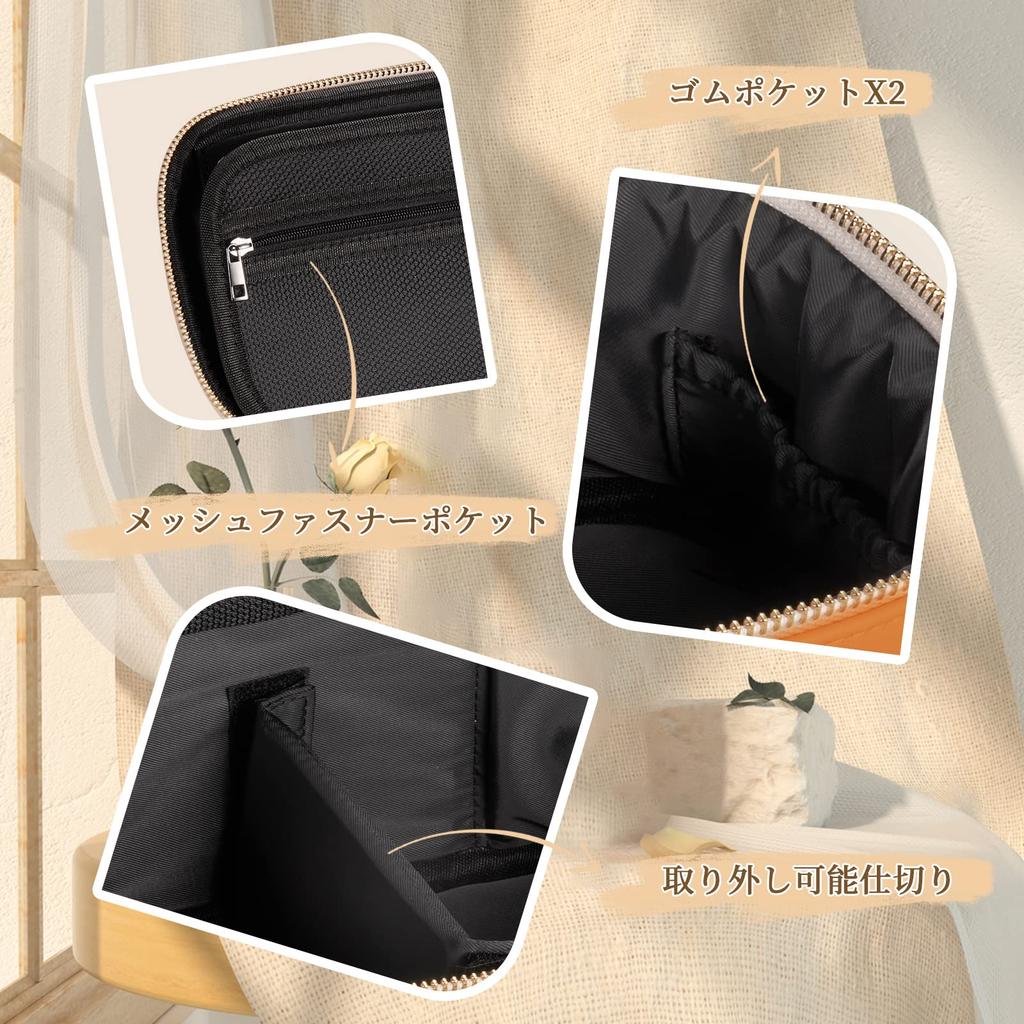 Rownyeon Large Capacity Makeup with Vanity with Brush for Makeup Tools Pouch, Portable, Divided, Mirror, Pouch, Pocket, Travel-Friendly, Waterproof,