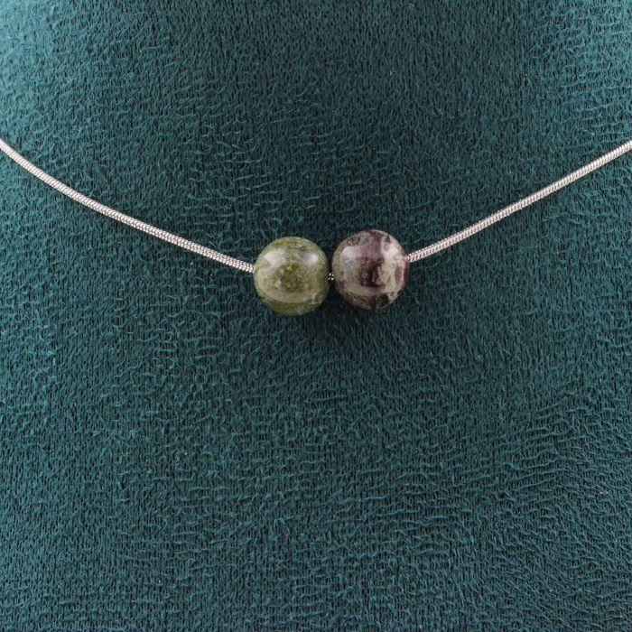 Камни и минералы. Колье 2 жемчужины Яшма кровь дракона 8 мм. Ожерелье из нержавеющей стали для женщин и мужчин. Размер личности