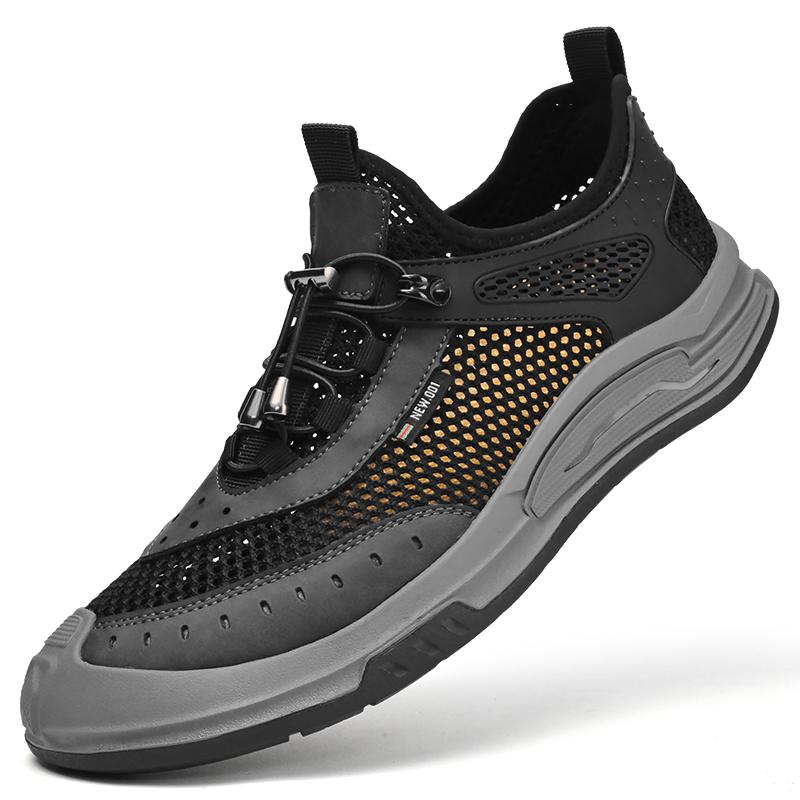 Fashion Soft Sole Flats Men's Casual Versatile Outdoor Shoes Wear Resistant Running Mesh Shoes New Hollow Breathable Sports Trendy Shoes