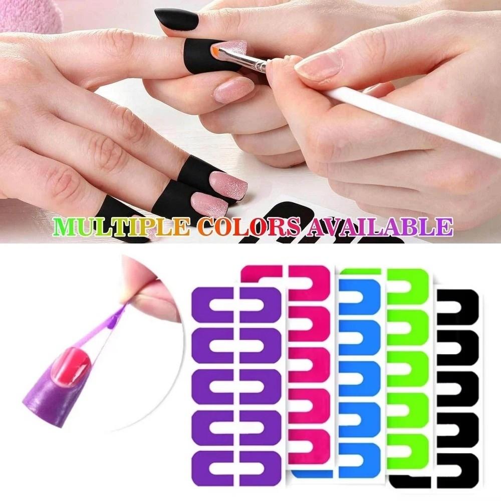 100Pcs Reusable U-shaped Finger Grip Sticker Stripping Tape Nail Peel Off Tape Sheet Manicure Tool