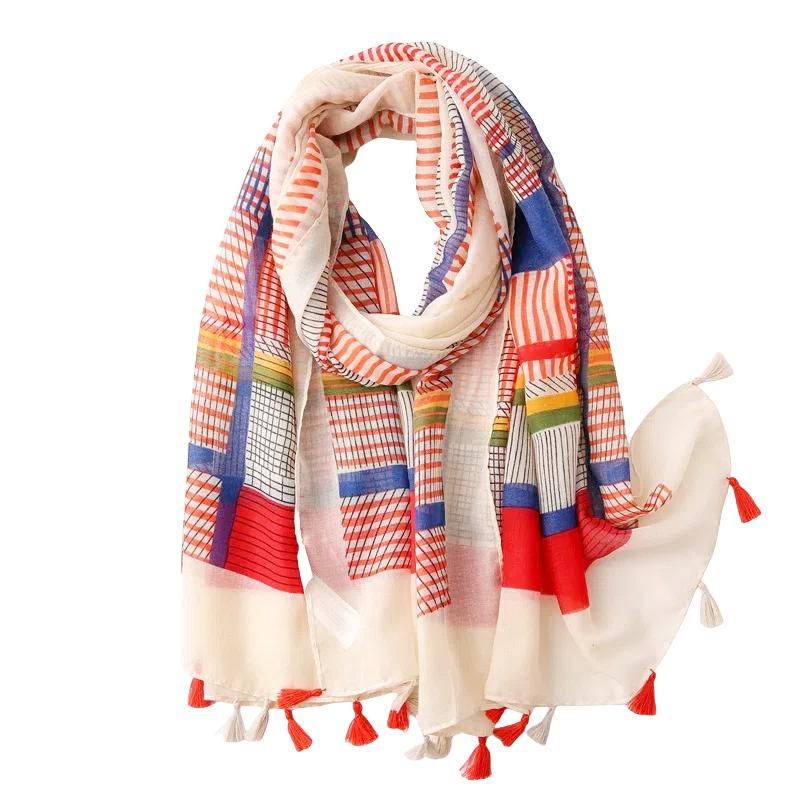 Lightweight Scarves Fashion Flowers Print Women Cotton Wrap Scarf Head Shawl Summer Gift