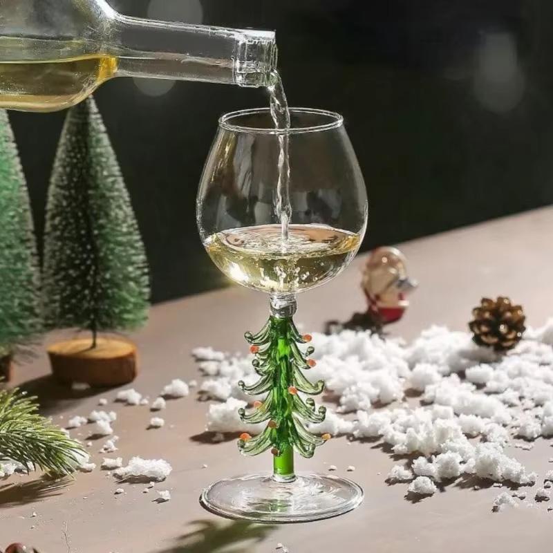Бокалы для вина для вечеринки, элегантный бокал для напитков в виде рождественской елки, рождественский подарок с мини-шарфом, стеклянный бокал 1/2 шт.