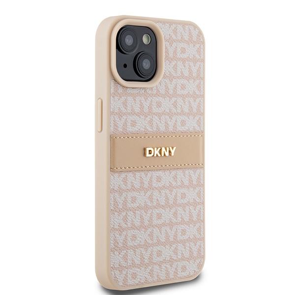 Dkny Dkhcp15Mprthslp iPhone 15 Plus /14 Plus 6.7 Розовый/Pink Жесткий чехол Кожаный Моно-полоса и Металлическое лого