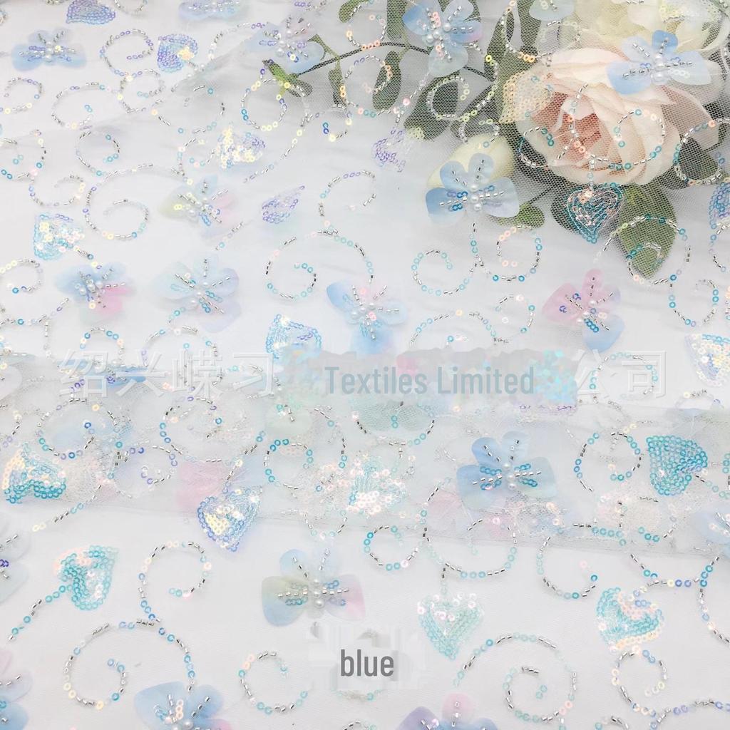 3 мм бусины-пузырьки и пайетки, сетчатая ткань в виде бабочек для детских юбок с вышивкой