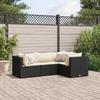VidaXL Garden Lounge Set 4 Pcs with Cushions Black Wicker, Outdoor Sofa Set, Garden Corner Sofa, 3308072