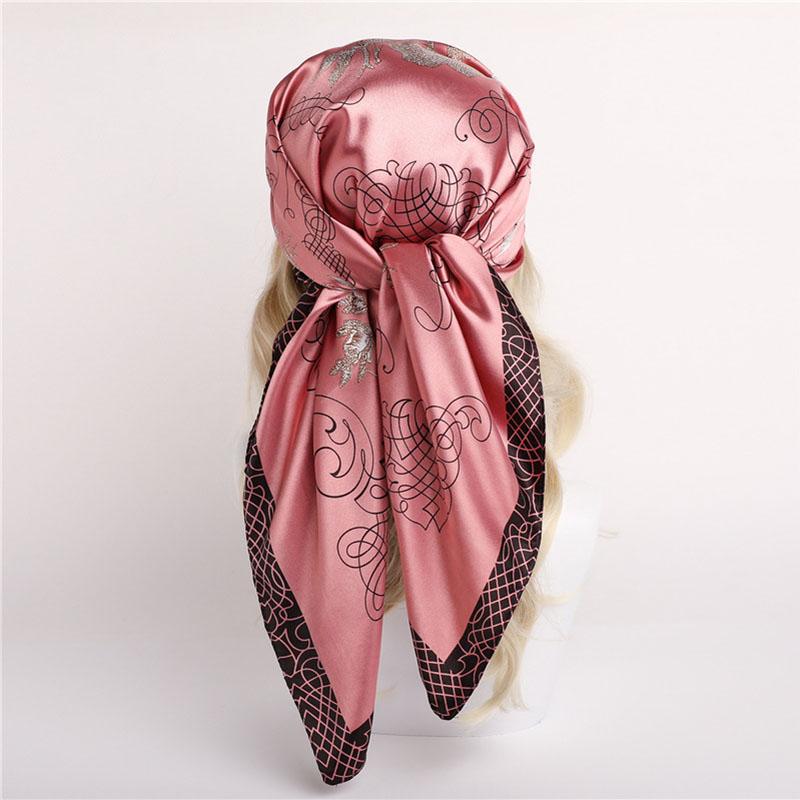Versatile Silk Scarf Women Large Shawl Floral Print Stoles Square Bandanna Luxury Kerchief Female Foulard Muffler Neckerchief