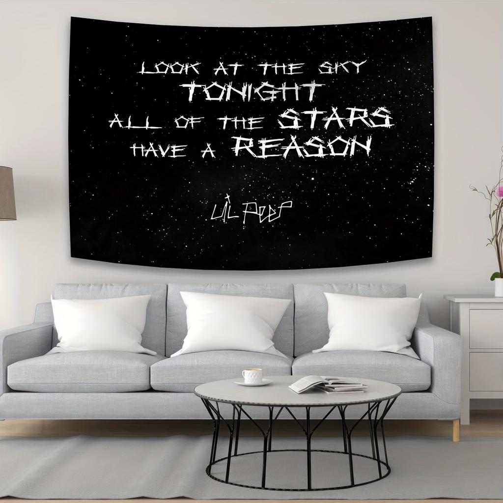 VIKAMA Lil Peep Starry Sky Quotes Tapestry StarStudded Trendy Living Room Backdrop Musician Studio Subculture Theme Decor