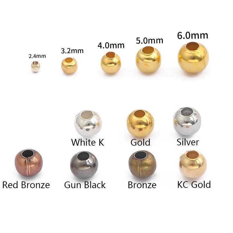 Гладкая покрытая фурнитура для ювелирных изделий своими руками, горячая распродажа, 100-500 шт., популярные бусины-разделители 2,4-6 мм, высококачественные бусины, шарики из металла для изготовления ювелирных изделий