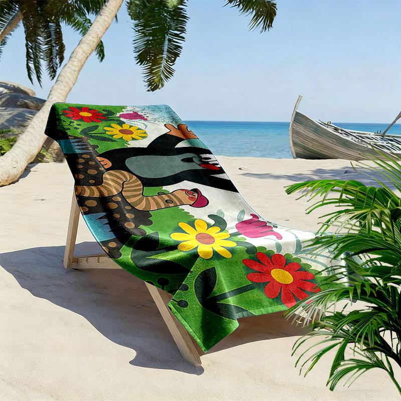 Krtek Print Beach Towel, Large Soft Quick Dry Towel for Beach Camping Swimming