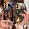 Гигантский Звездный Леопард Для Samsung A73 A72 A71 A42 A56 A55 A54 A53 A52s A52 A51 A36 A35 A34 A33 A32 16 14 Золотой стеклянный чехол для телефона