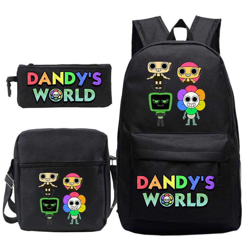 Dandy'S World Printed Fashion Children'S Pencil Case Messenger Bag Three-Piece Set Primary And Secondary School Bag