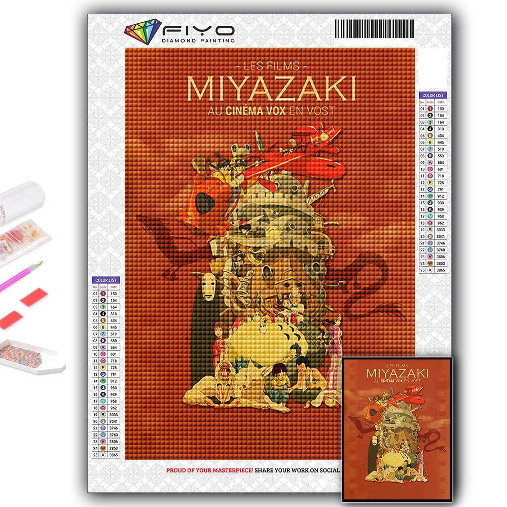 5D Diy Diamond Painting Hayao Miyazaki Anime Poster Cross Stitch Full Diamond Embroidery Mosaic