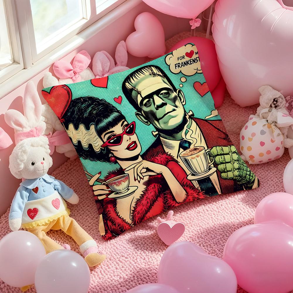 Horrible Bride of F-Frankenstein Cushion Cover Pattern Printed Pillowcase for Living Room Sofa Cushion Cover & Bedroom Decor