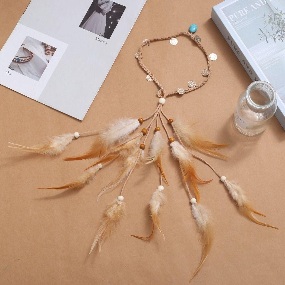 Tassel Ethnic Style Headdress Adjustable Indian Headband Temperament Feather Headband Halloween
