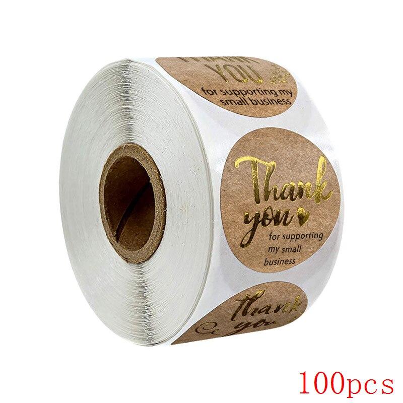 50-500pcs Lot Kraft Round Thank You Stickers Seal Labels Gold Cute Stickers Scrapbooking for Package Stationery Sticker 3 Fonts