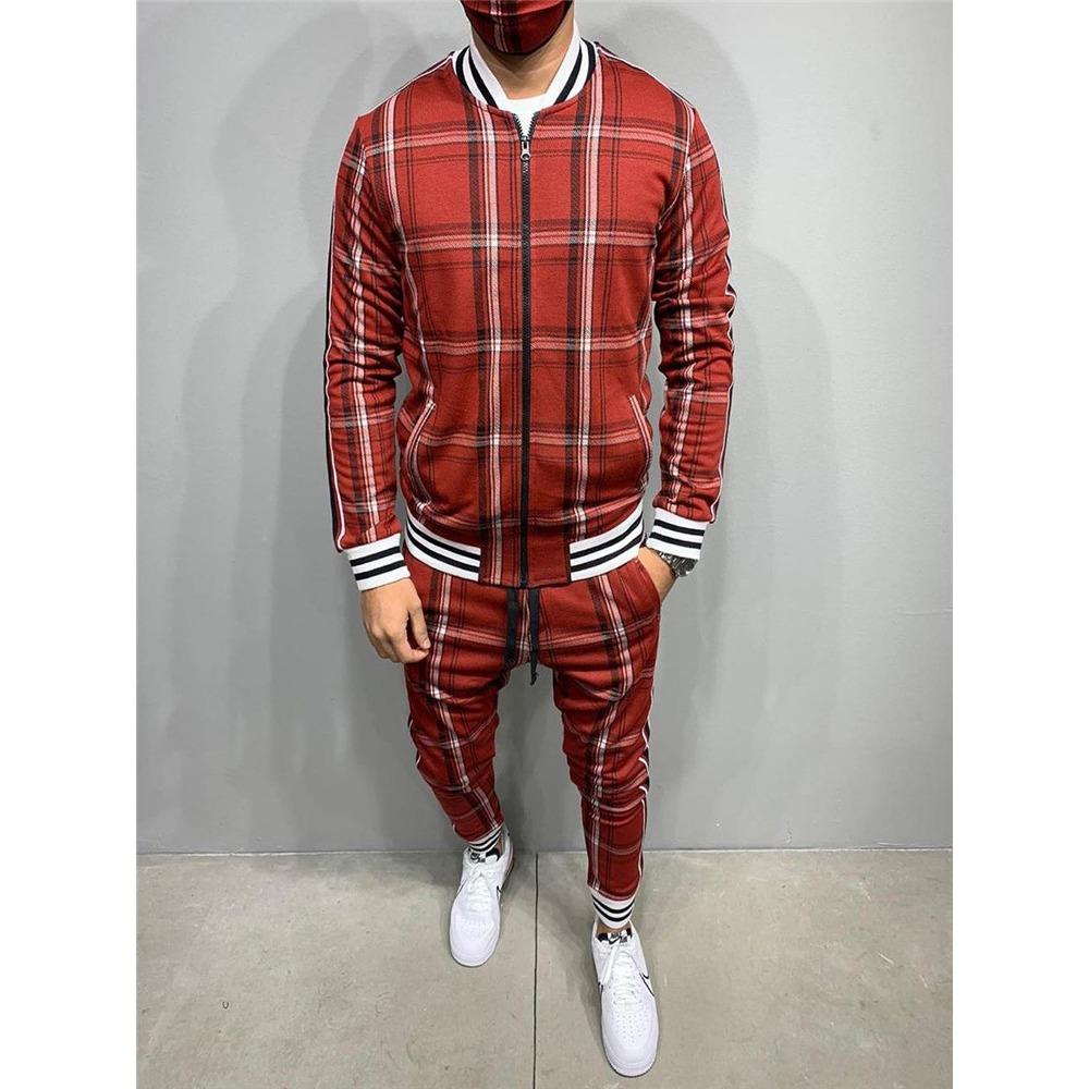 Спортивный костюм мужской спортивный костюм джентльмен комплект молния полный комплект куртка костюм комплект длинный рукав полосатый пальто брюки тренажерный зал повседневные мужские комплекты